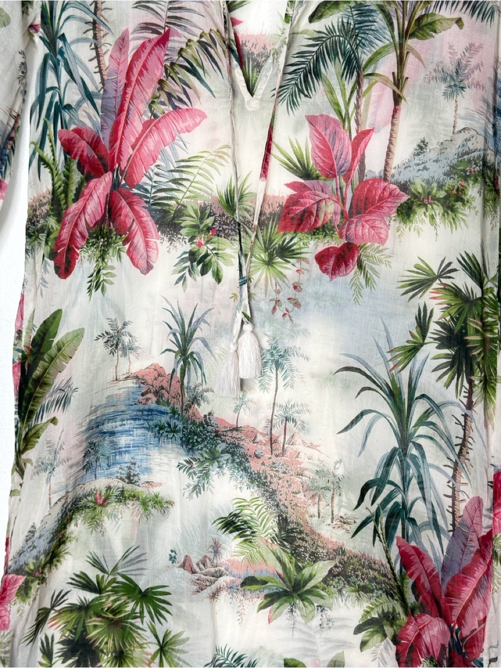 Pierre Frey for J.Crew Tropical Botanical Maxi Tunic Dress Cover-Up Size Small - Picture 7 of 13